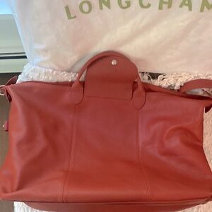 🌾Longchamp Rich Orange 🌾XLarge Leather Travel ✈️ Bag🌾